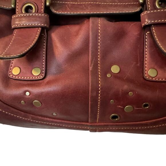 Rare Vintage Limited Edition Coach Burgundy Studded Expandable Soho Satchel 9642 - Picture 5 of 14